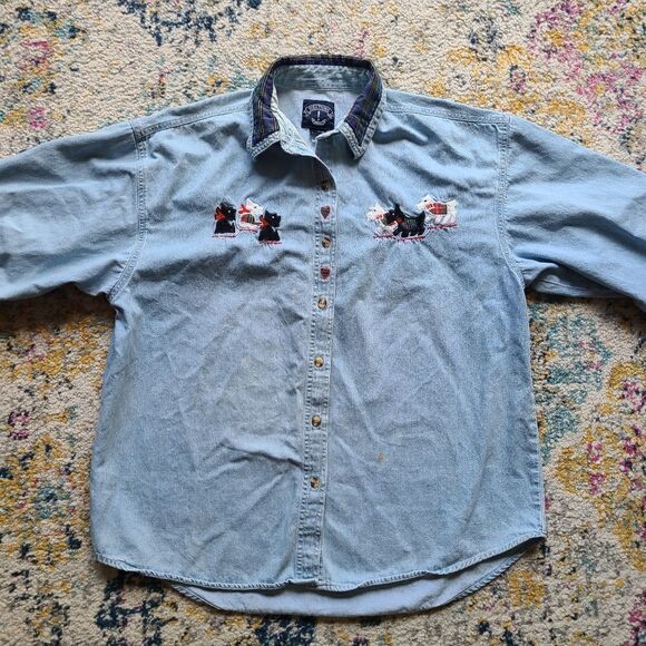 Vintage dog embroidered button up shirt - Picture 2 of 13